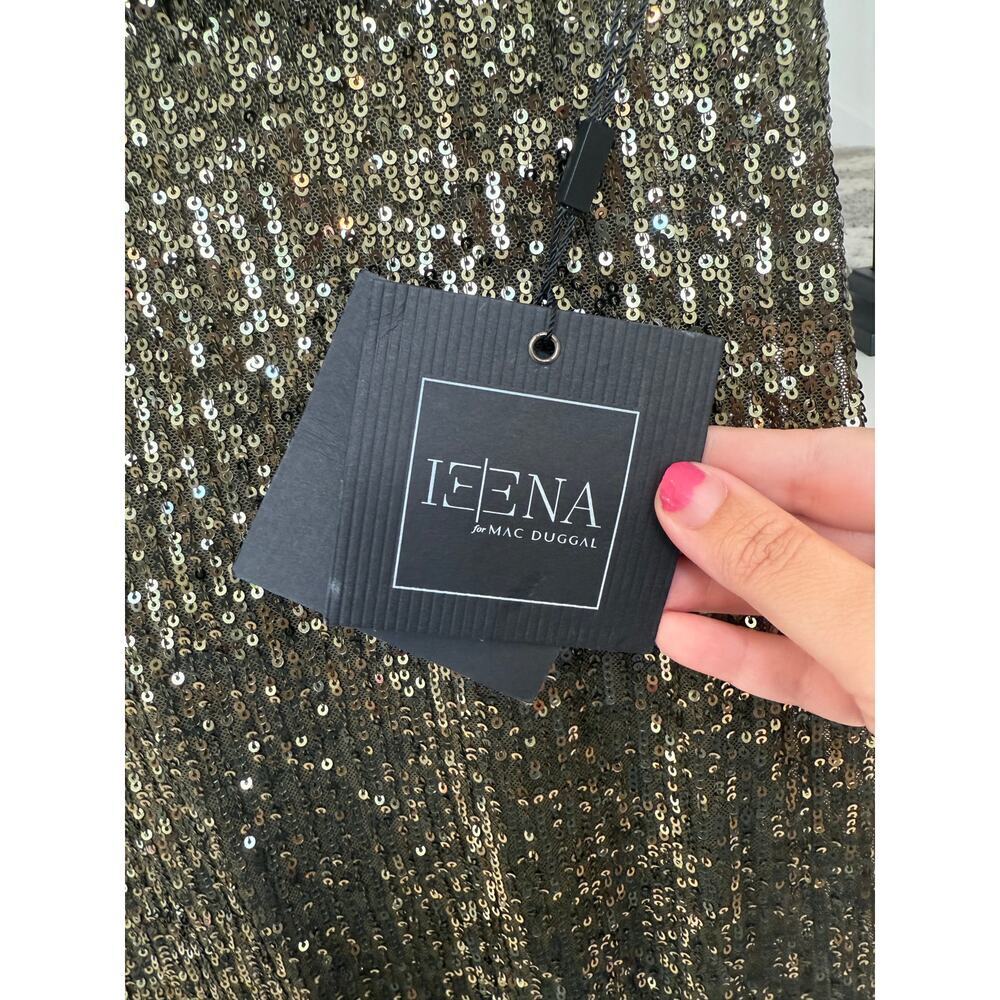 Ieena for Mac Duggal Women's Olive Sequins One-Shoulder Ruched Gown Dress Size 4 - Picture 7 of 8